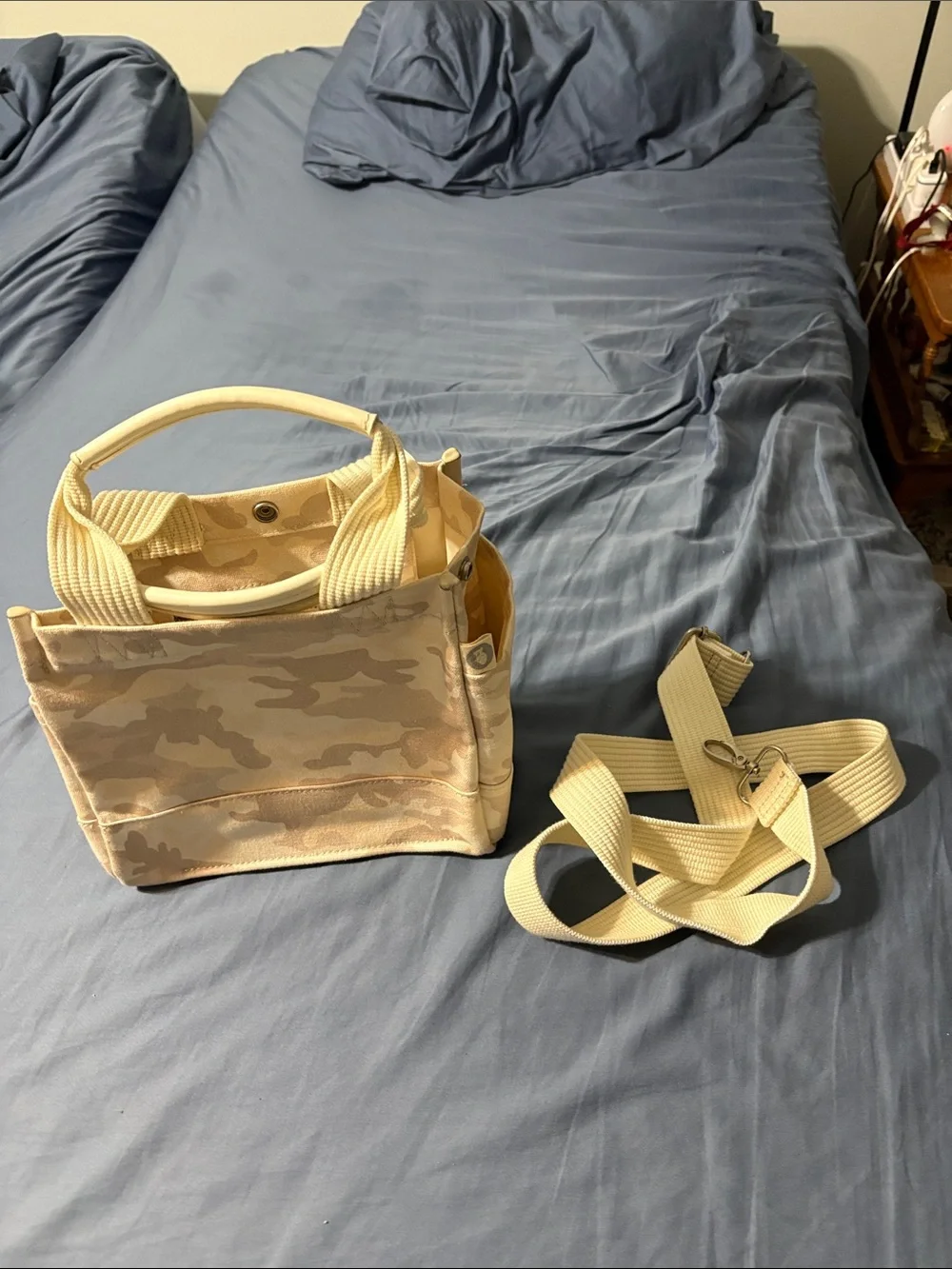 Canvas Camo Mini Tote Bag in Beige by Koala Kanvas with removable strap. Nwot